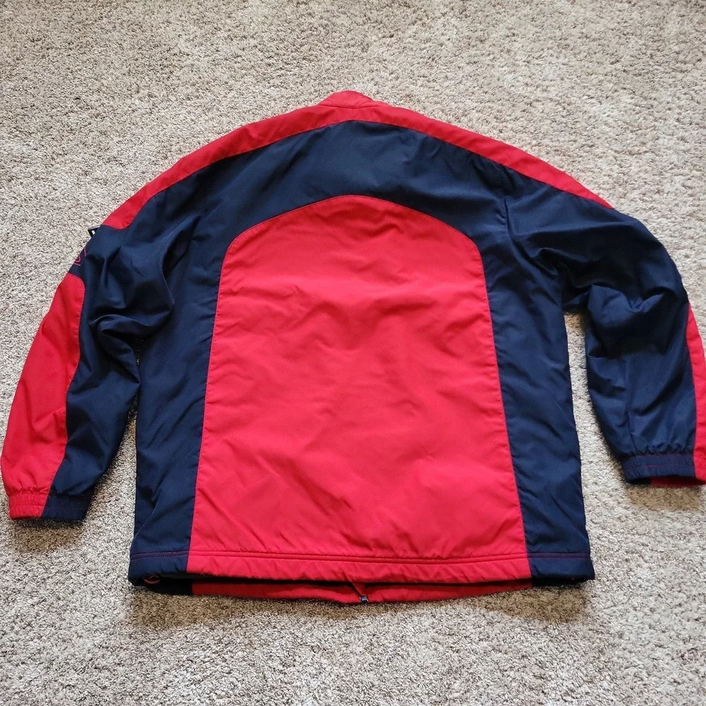 VINTAGE Hollister Ski Style Jacket Mens L Red Navy Fleece‎ Lined Full Zip Y2K